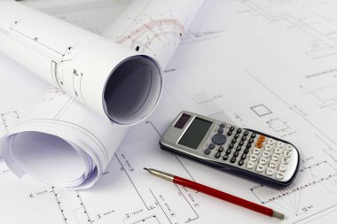 Bina: Proje çizimleri ile Ofis Masası