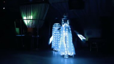 kızlar beyaz LED Led Fanlı tutkulu dans kostümleri