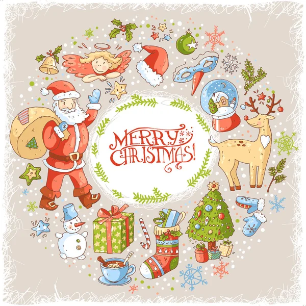 Christmas and New Year greeting card — Stock Vector