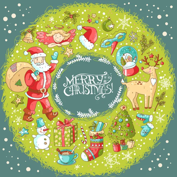 Christmas and New Year greeting card — Stock Vector