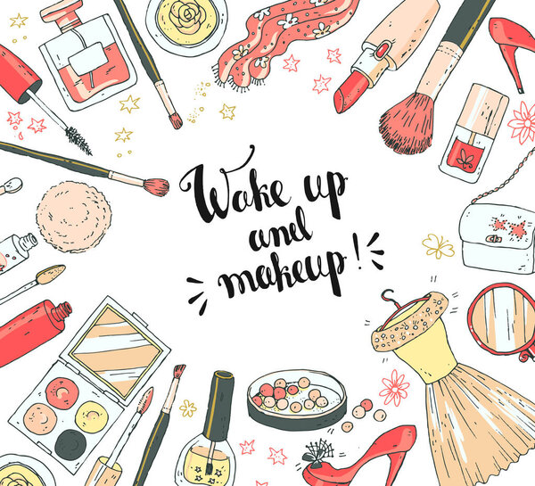 Hand drawn  cosmetic background