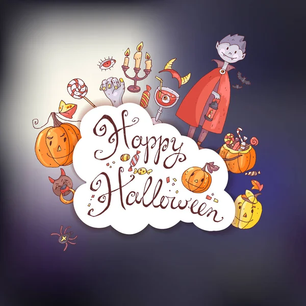 Tarjeta de felicitación Halloween — Vector de stock