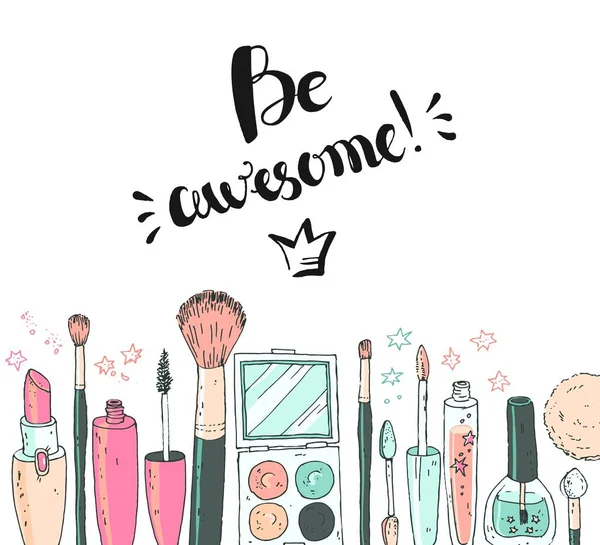 Hand drawn  cosmetic background Vector Graphics