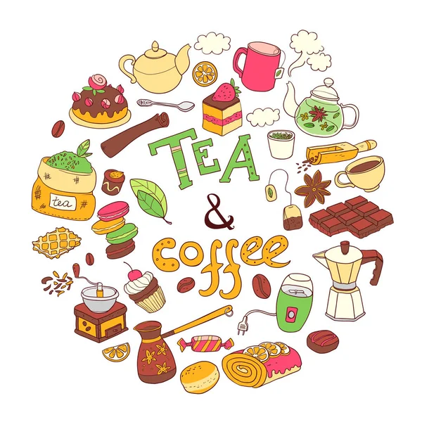 चाय और कॉफी चित्रण — स्टॉक वेक्टर