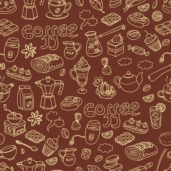 Kaffe seamless mönster — Stock vektor