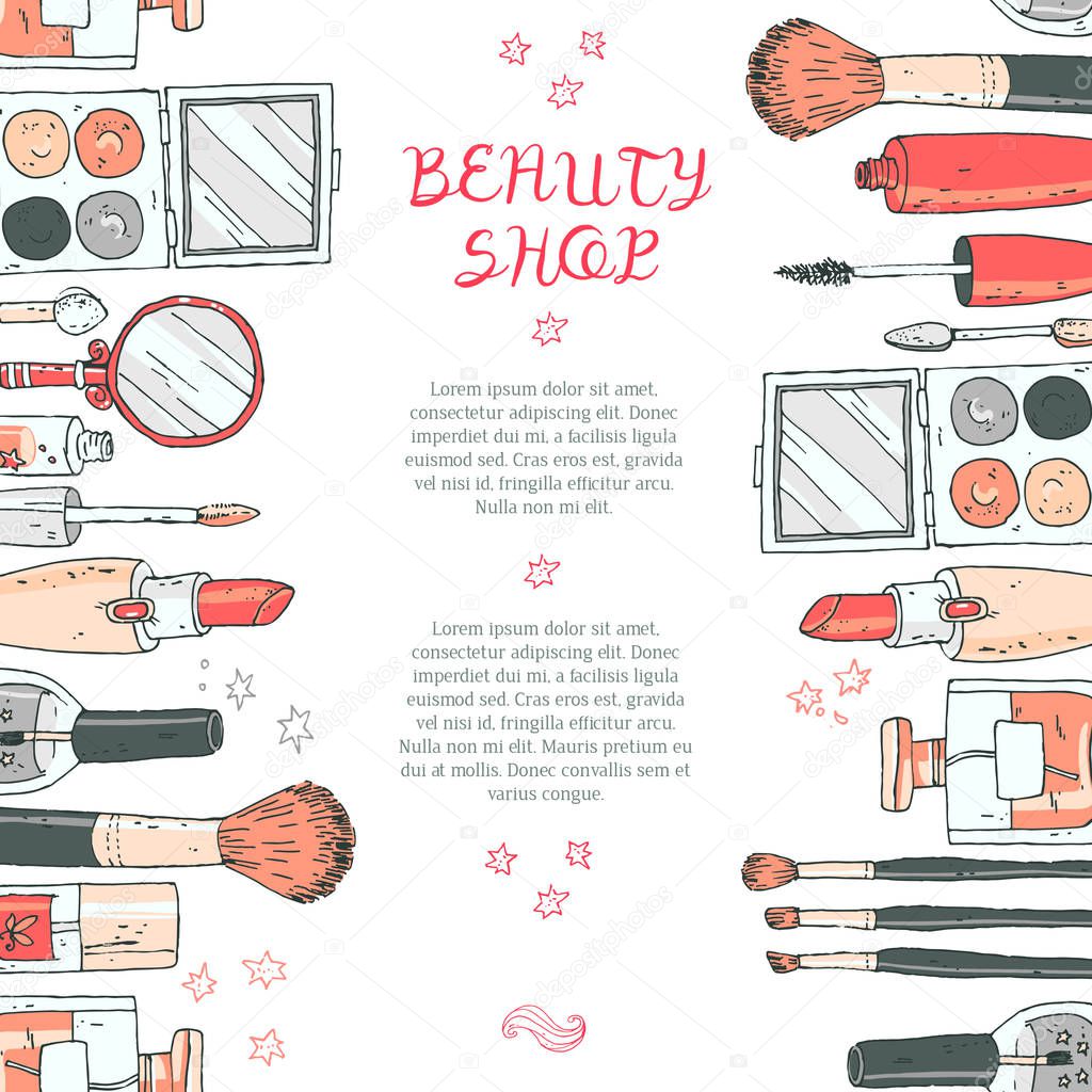 Makeup cosmetics tools background 