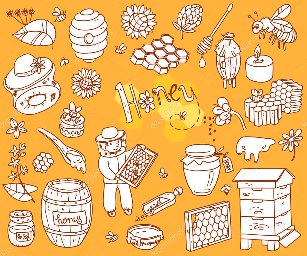 honey element doodle illustration