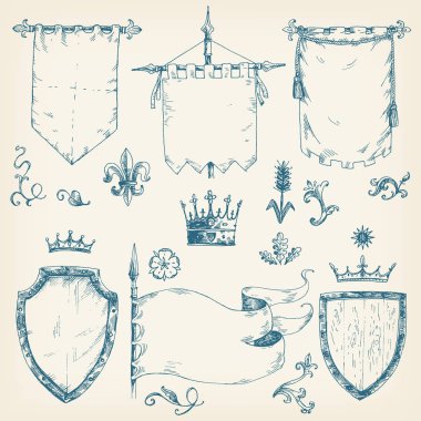 collection of heraldic templates clipart