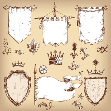 collection of heraldic templates clipart