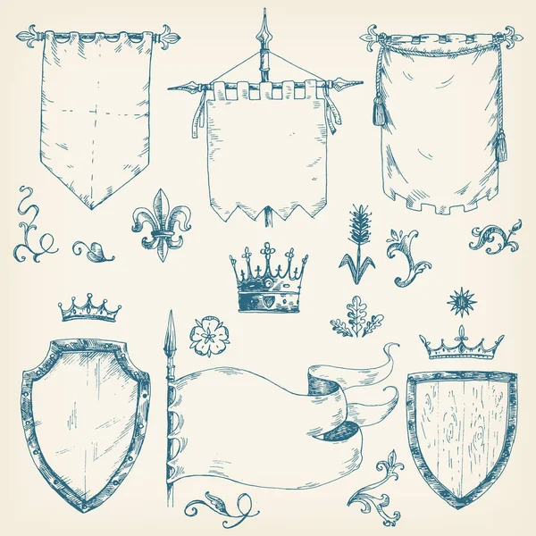 Collection of heraldic templates — Stock Vector