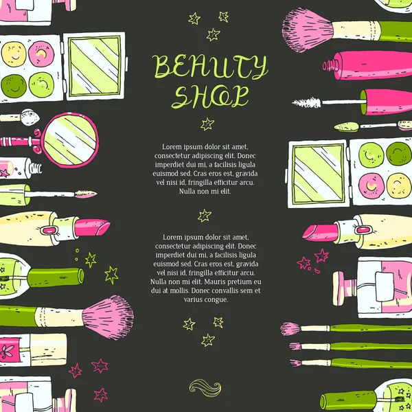 Beauty kosmetika shop nápis — Stockový vektor