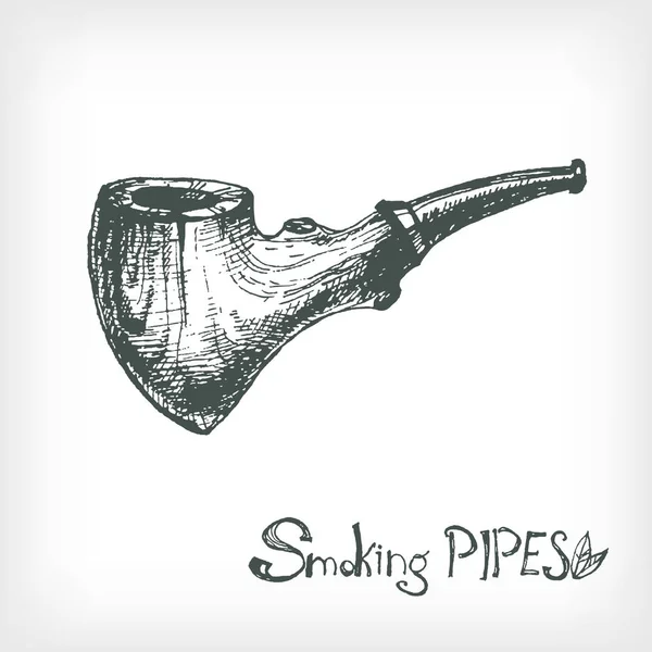 Tubo fumante disegnato a mano — Vettoriale Stock