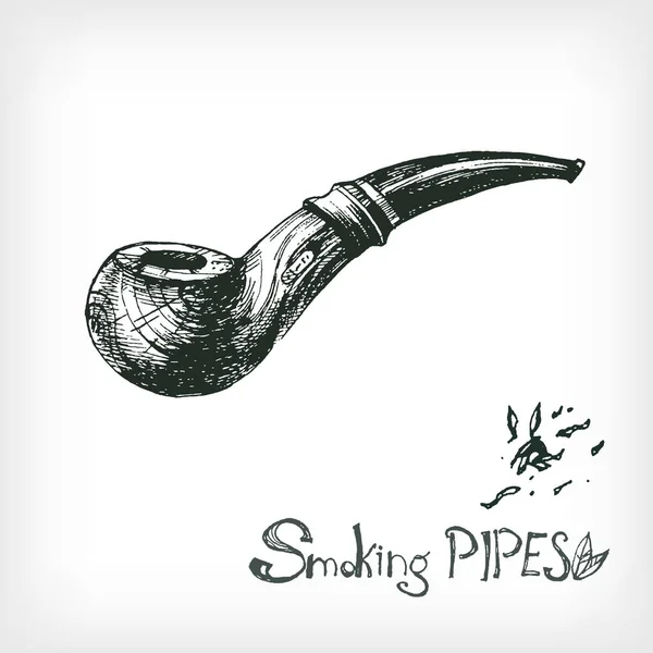 Tubo fumante disegnato a mano — Vettoriale Stock