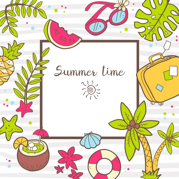 Summer time Square frame — Stock Vector