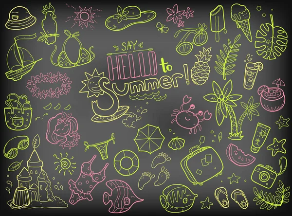 Lindo doodles colección de verano — Vector de stock