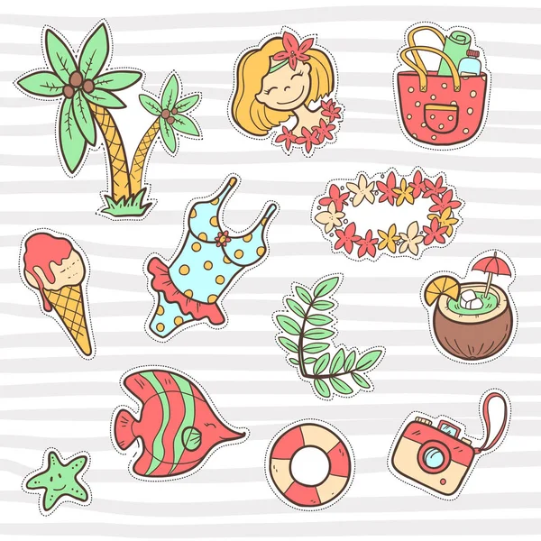 Collection of summer stickers — Stock Vector