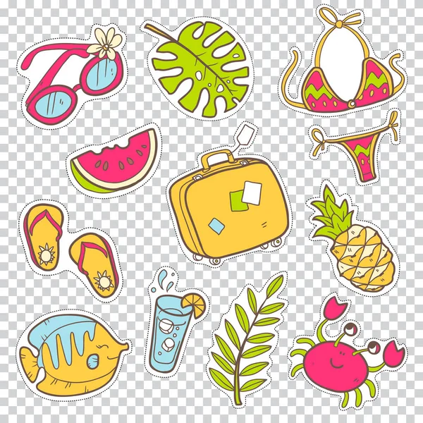 Collection of summer stickers — Stock Vector