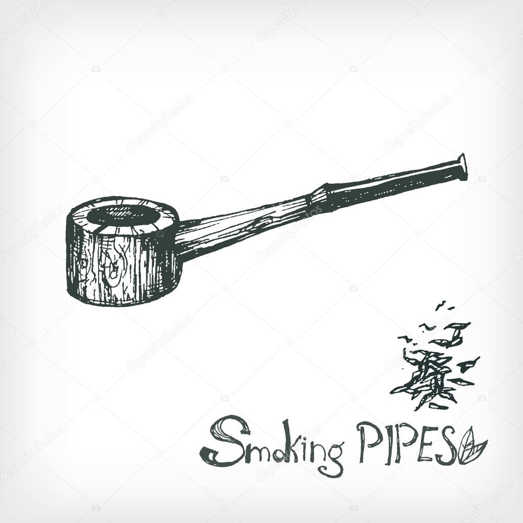 Hand drawn smoking pipe