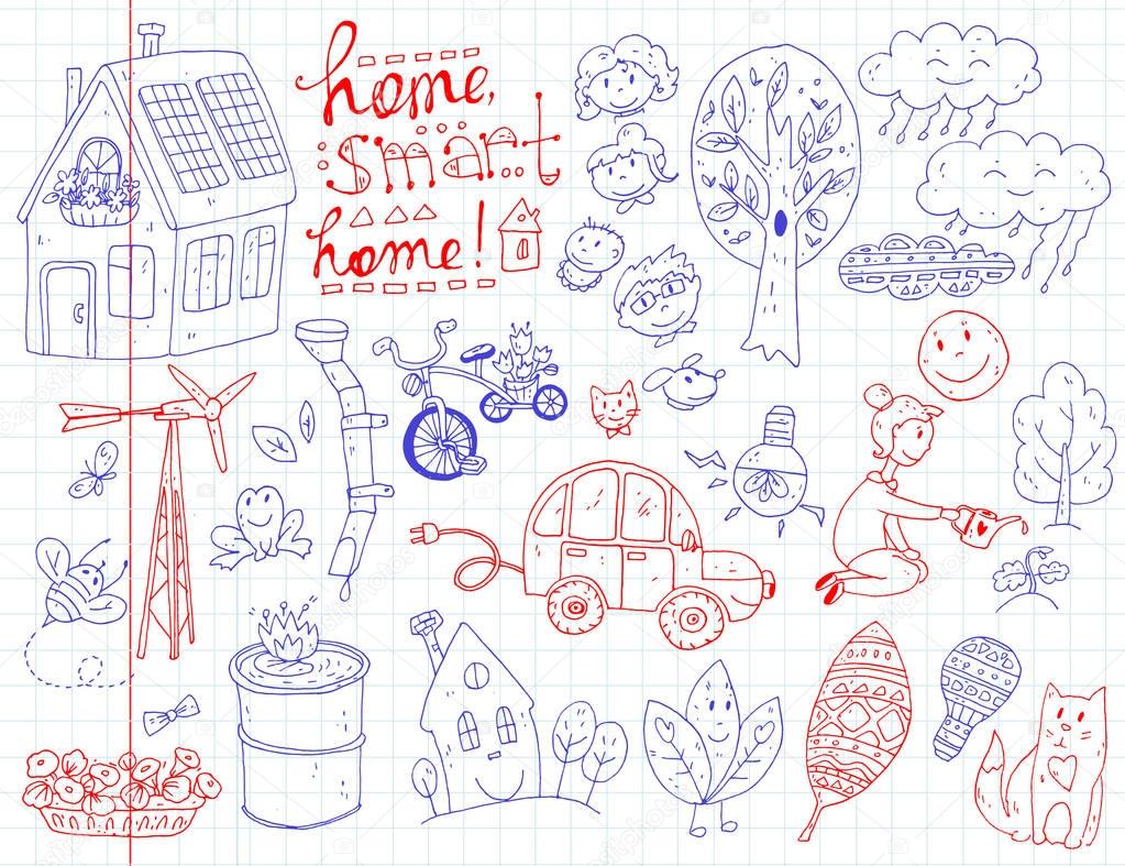 doodles collection of ecology and family