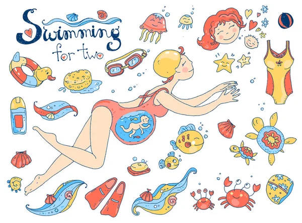 Natation pour femme enceinte — Image vectorielle