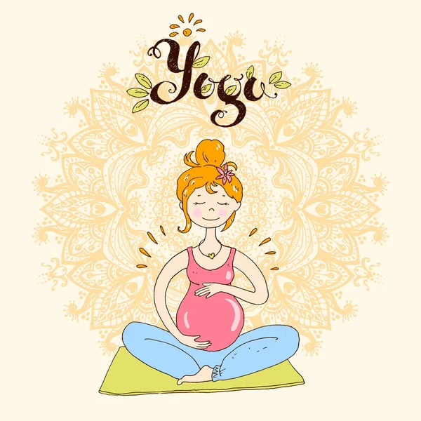 Těhotná žena v lotosové pozici — Stockový vektor