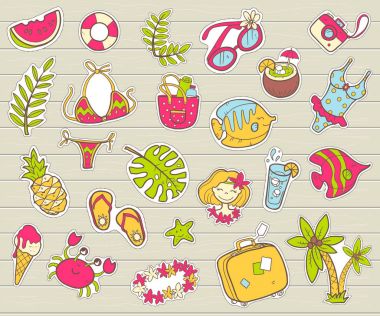 summer stickers collection clipart