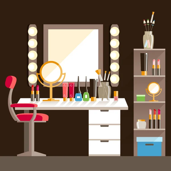 Plochý make-up pracovník pracoviště — Stockový vektor