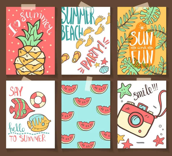 Collection of summer cards — Stock Vector