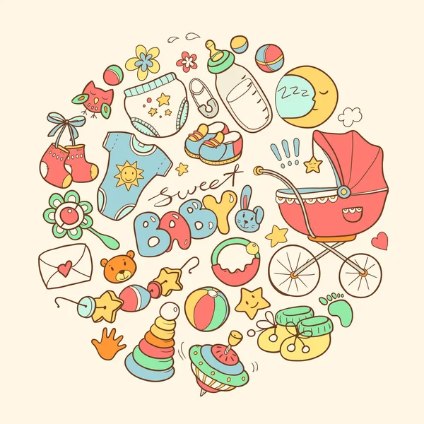 Yeni doğan temalı doodle elemants