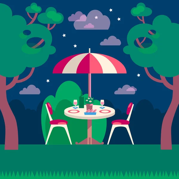 Romantikus éjszakát piknik két — Stock Vector