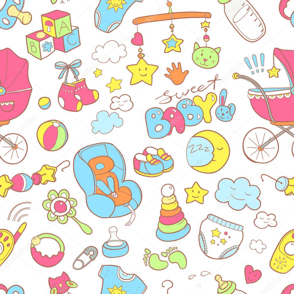 Newborn themed doodle pattern