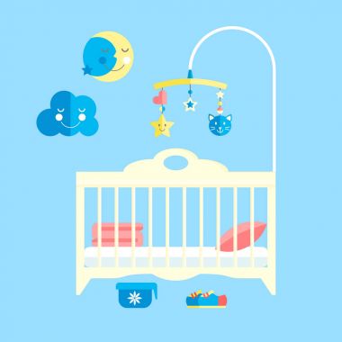 Mobile ile bebek yatak odası