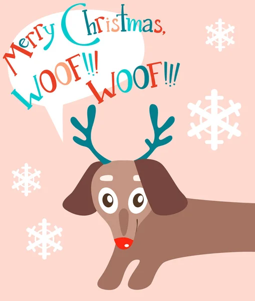 Tarjeta de Navidad con el lindo cachorro — Archivo Imágenes Vectoriales