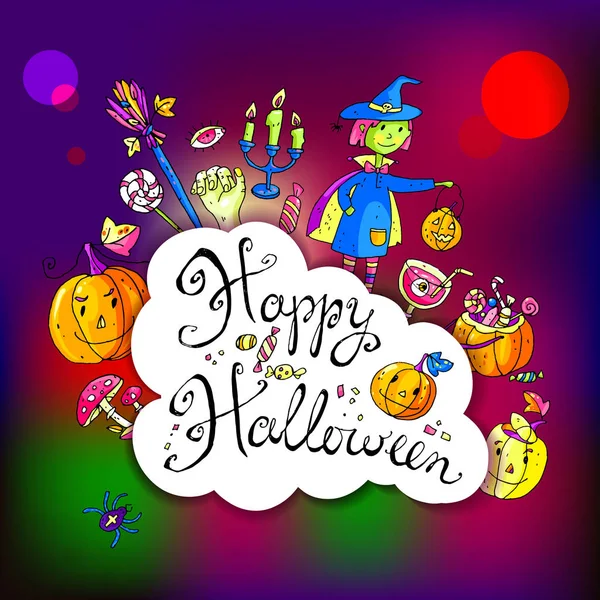 Tarjeta de felicitación Halloween — Vector de stock