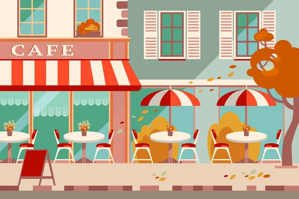 Outdoor cafe in the european street — Stock Vector