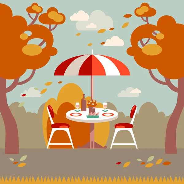 2 つのロマンチックな秋のピクニック — ストックベクタ