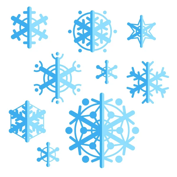 Colección de copos de nieve vector de estilo plano . — Vector de stock