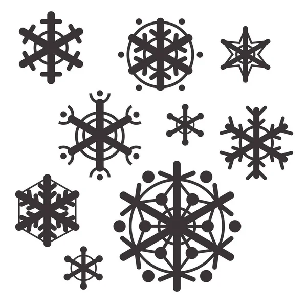 Colección de copos de nieve vector de estilo plano . — Vector de stock