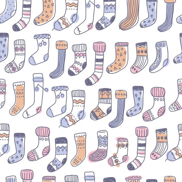 Patrón con ingenuo lindo doodle calcetines . — Archivo Imágenes Vectoriales