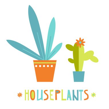 Basit parlak düz houseplants.