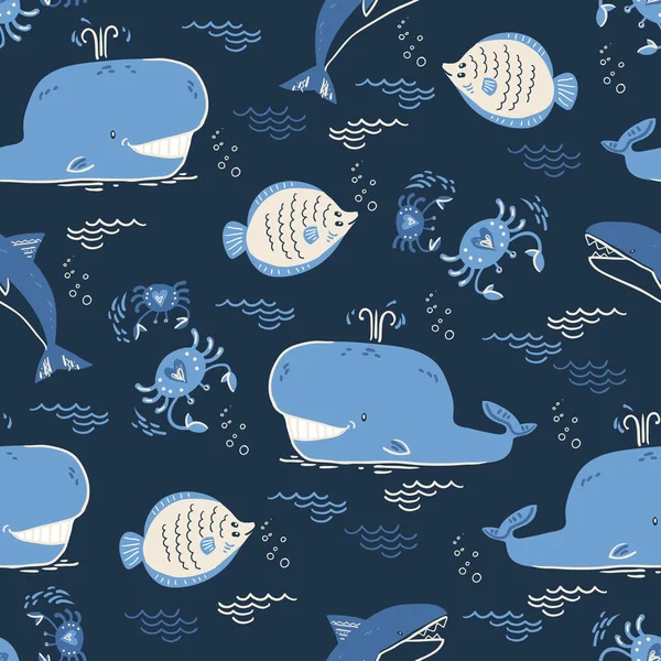 Patrón con animales marinos — Archivo Imágenes Vectoriales