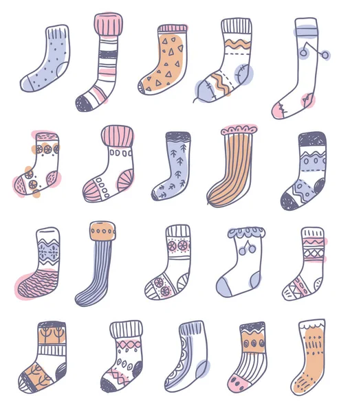 Колекція наївних милих каракулі шкарпеток . — стоковий вектор