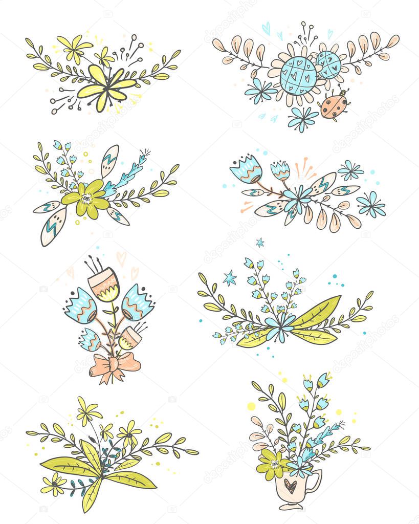 cute vector floral elements collection