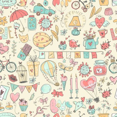 Şirin sonbaharda aşk seamless modeli