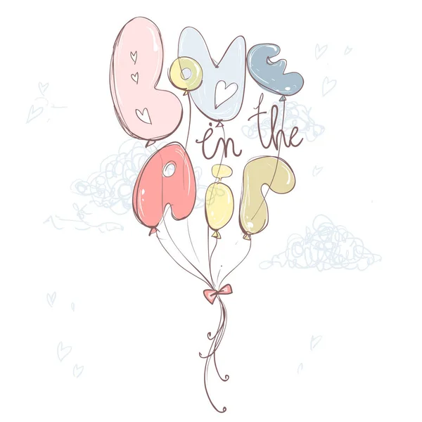 Liefde in de lucht ballons — Stockvector