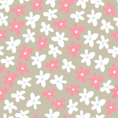 çiçeklerle İskandinav tarzı, vektör, illüstrasyon soyut seamless modeli