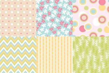 pastel renk, vektör, illüstrasyon Dikişsiz desen koleksiyonu