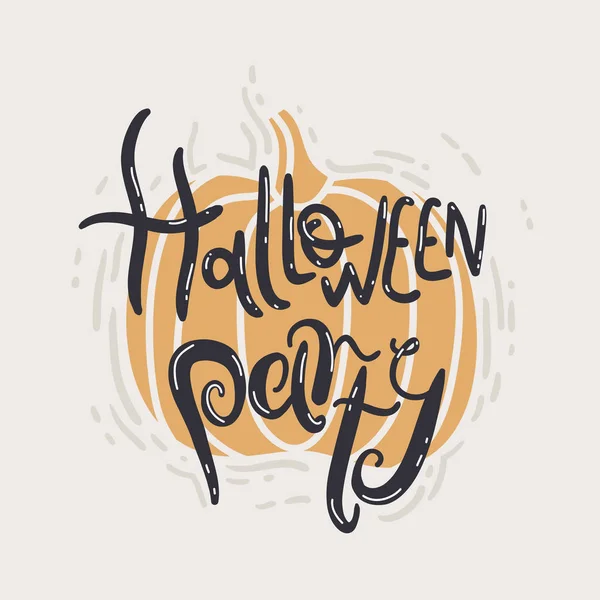 Fiesta de Halloween. Cartel de otoño de calabaza con letras dibujadas a mano . — Vector de stock
