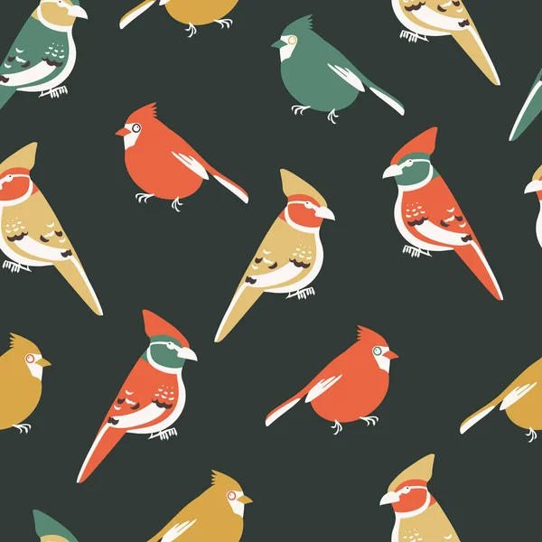 Kuşlar Kızıl Kardinal Jay Kusursuz Desenleri Minimalist Skandinav Tasarımı Vektör — Stok Vektör