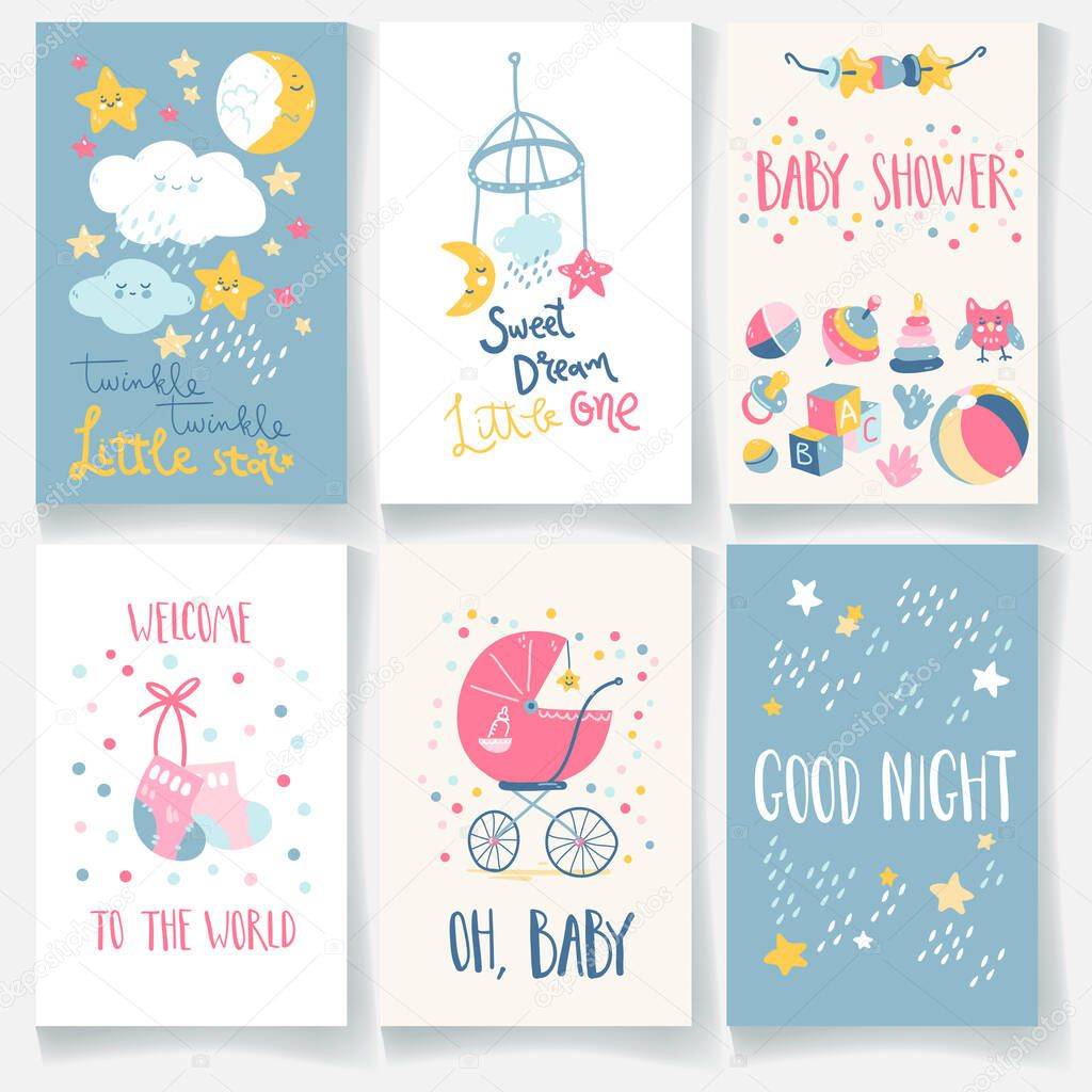 Conjunto Tarjetas Bebé Buenas Noches Estrella Brillante Dulce